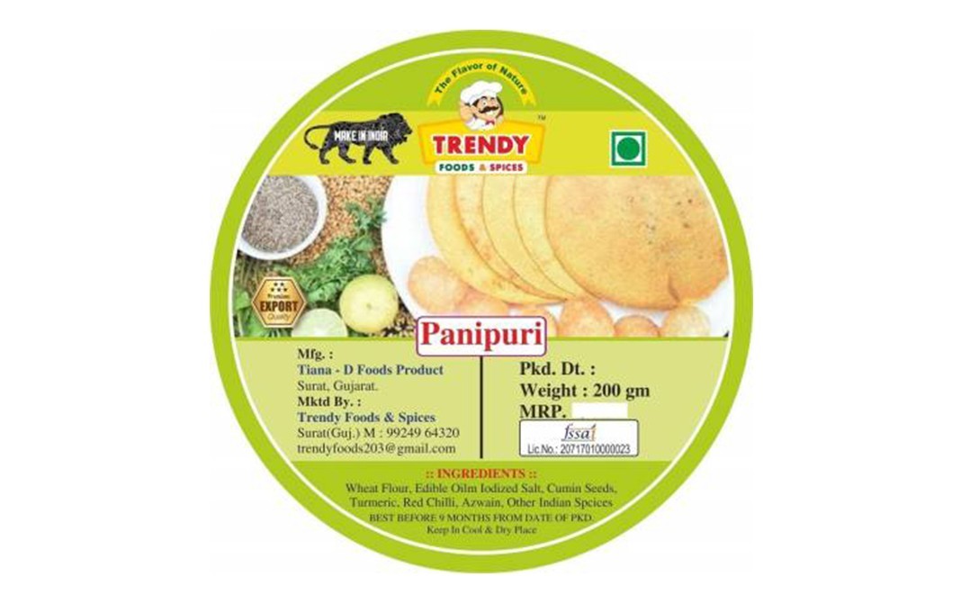 Trendy Foods & Spices Panipuri Khakhra    Pack  200 grams